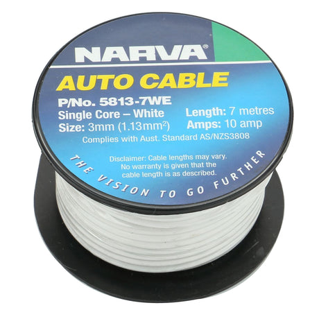 10A 3mm White Single Core Cable (7m) - Narva