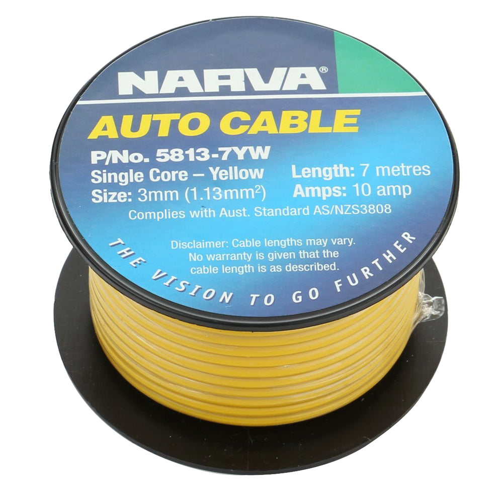 3mm 10 Amp Yellow Single Core Cable (7m) - Narva