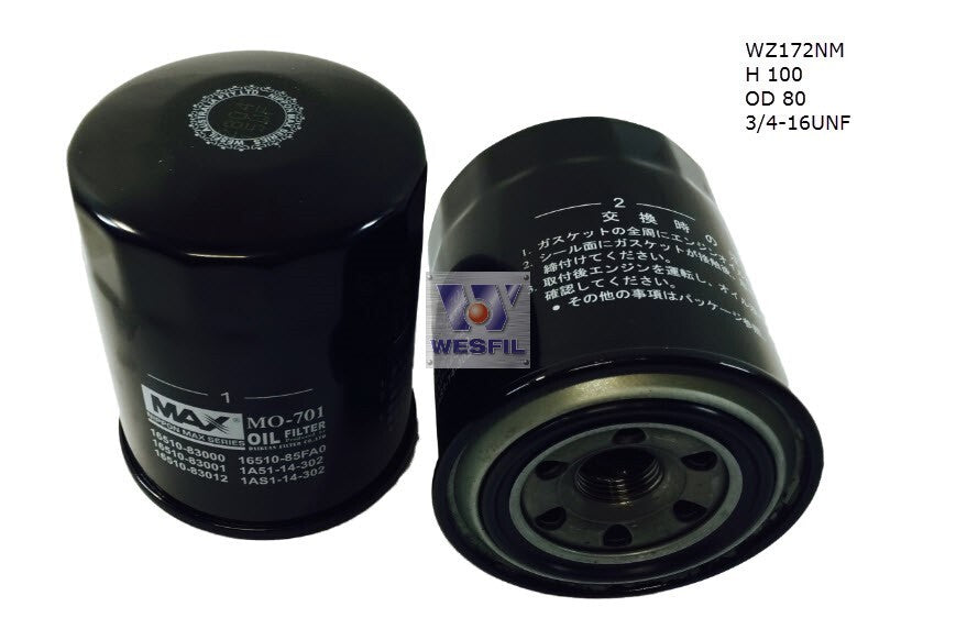 Oil Filter Z172 Fits Holden/Suzuki WZ172NM - Wesfil