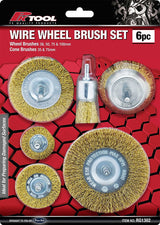 6 Piece Wire Wheel Brush Set Preparing Damaged Surfaces - PKTool | Universal Auto Spares