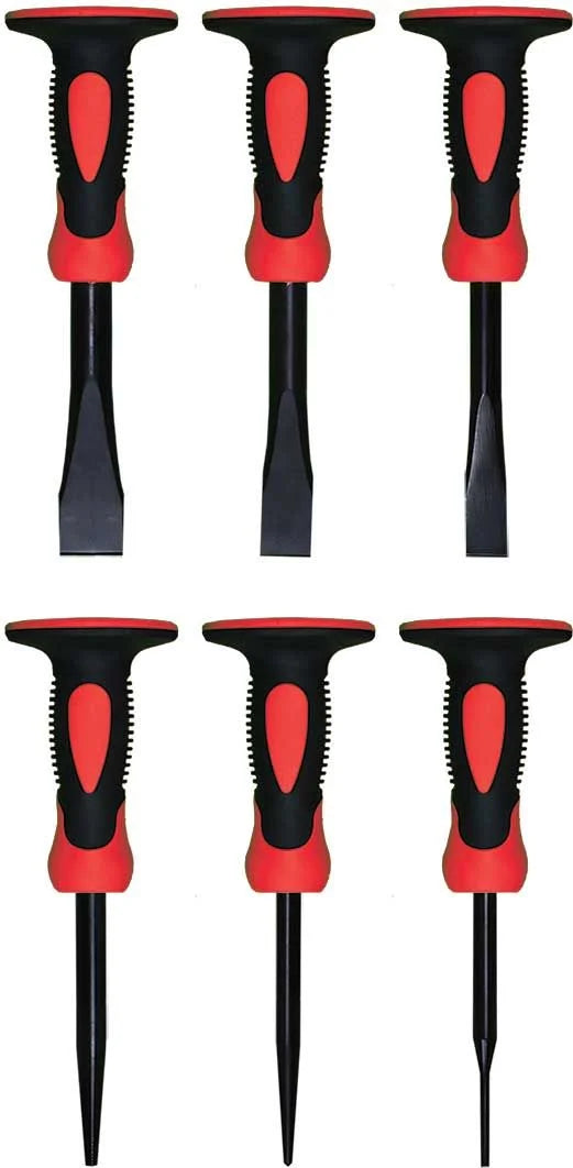 6 Pieces 180mm (7”) Chisel & Punch Set With Hand Guard - PKTool