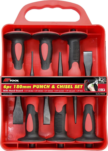 6 Pieces 180mm (7”) Chisel & Punch Set With Hand Guard - PKTool