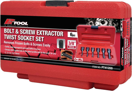 6 Pieces 3/8” DR Bolt & Screw Extractor Twist Socket Set - PKTool
