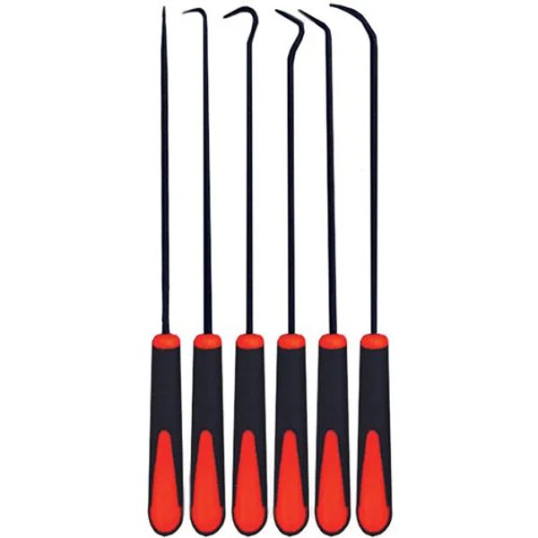 6 Pieces CR-V 220mm (81/2”) Long Shaft Hook & Pick Set - PKTool