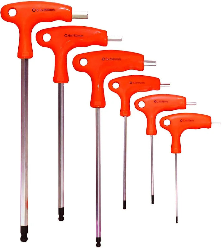 6 Pieces T-Handle Ball End Hex Key Set Ergonomically Designed - PKTool