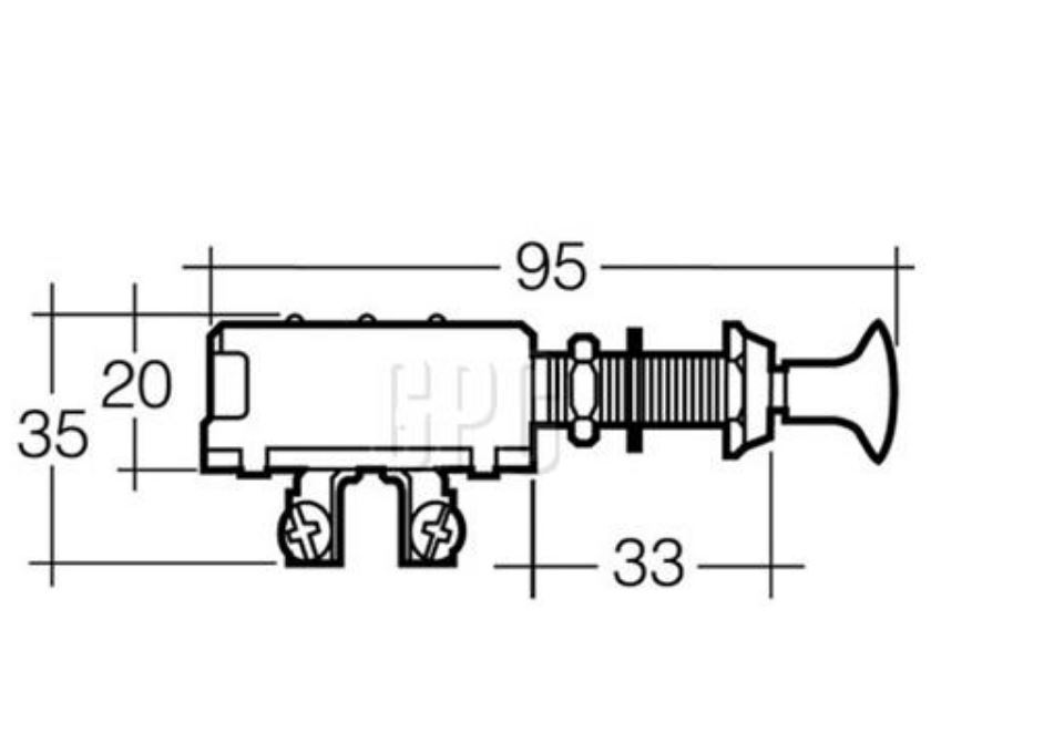 Chrome Brass Push Pull Switch On/On/Off 15A @ 12V - Narva