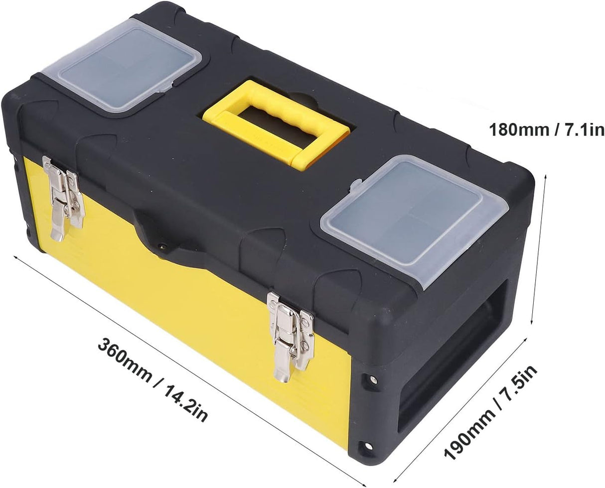Large Portable Toolbox Iron Storage Box 405 x 190 x 185mm - DAGUAN