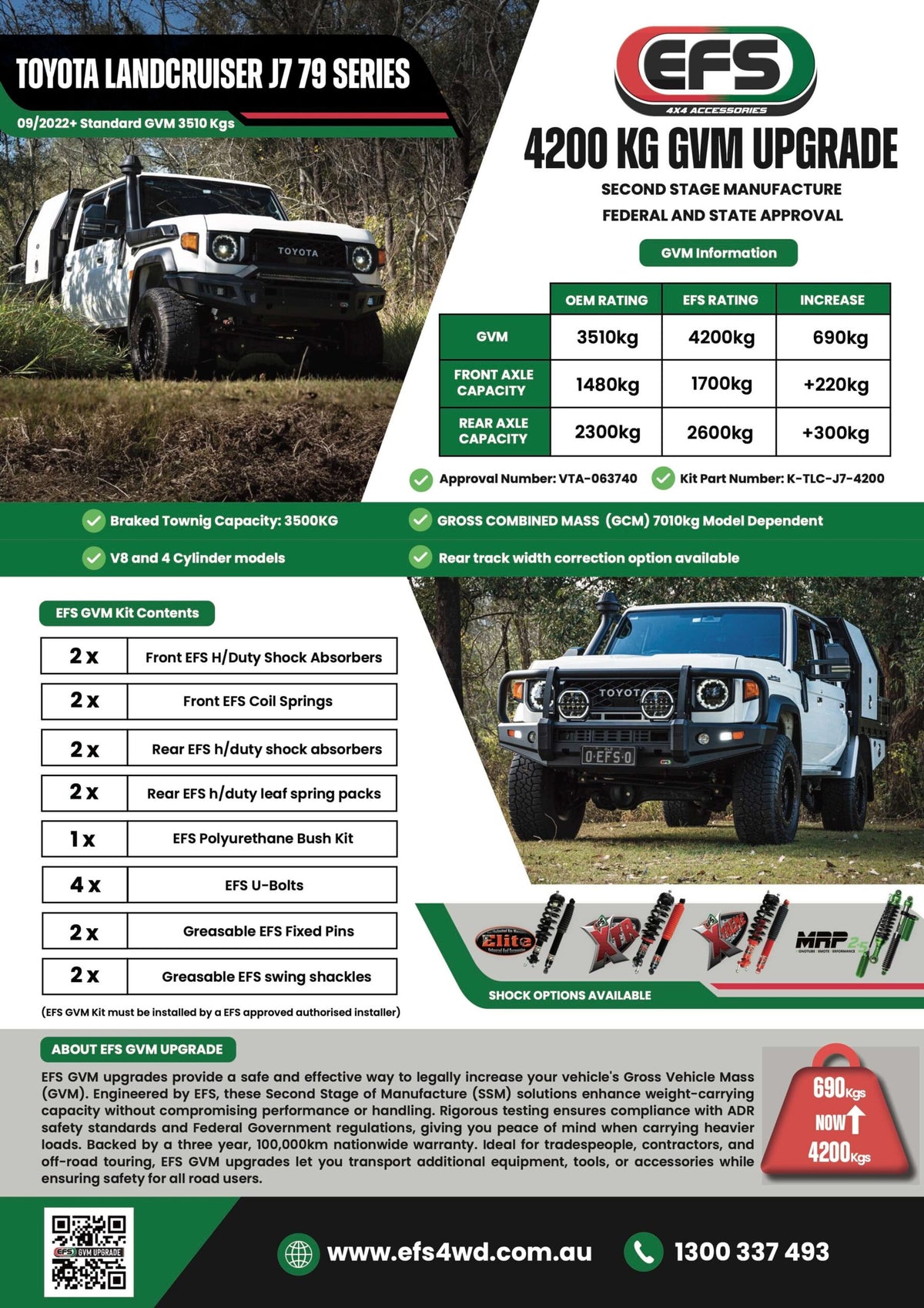 Toyota Landcruiser J7 79 series single/dual cab 09/2022+ 4200kg GVM Upgrade