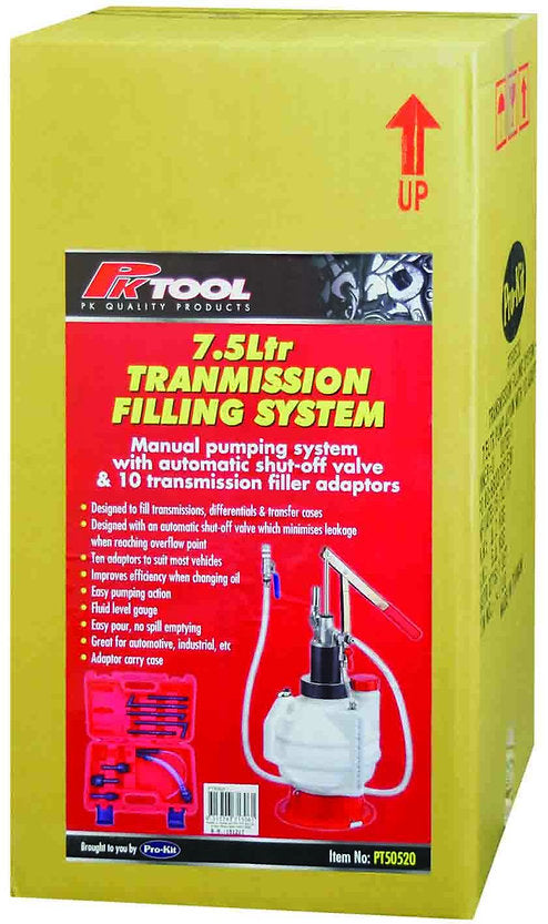 7.5LTR Transmission Oil Filler With 10 Steel Transmission Adaptors - PKTool