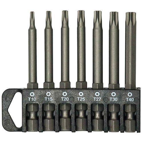 7 Piece 1/4” Hex 70mm Power Bit Tamper Star Bits Set - PKTool