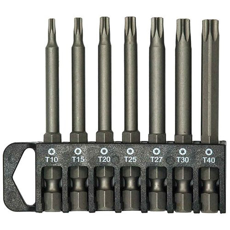 7 Piece 1/4” Hex 70mm Power Bit Tamper Star Bits Set - PKTool