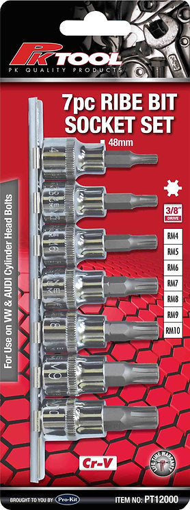 7 Piece 3/8” DR 48mm Ribe Bits Socket Set - PKTool