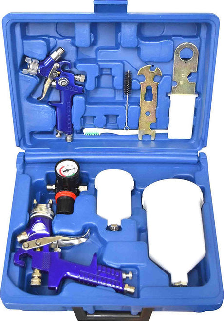 7 Piece HVLP Gravity Air Spray Gun Kit All-In-One Set - PKTool | Universal Auto Spares