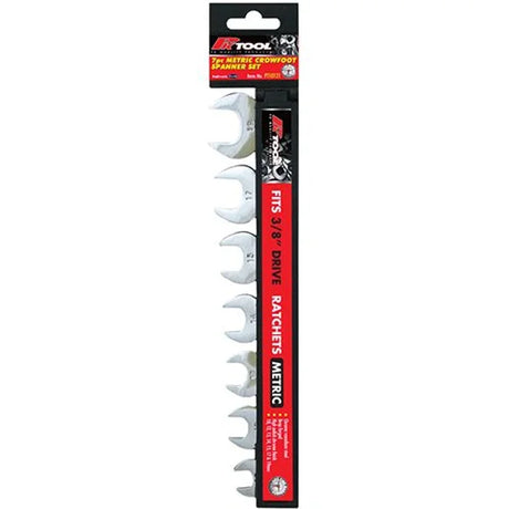 7 Pieces 3/8” Metric CR-V Crowfoot Open End Spanner Set - PKTool