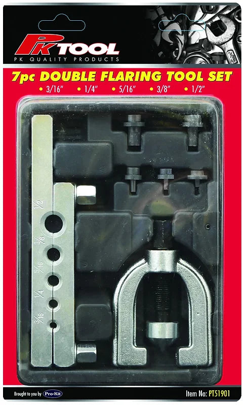 7 Pieces Double Flaring Tool, Thin Wall Steel, Aluminium & Copper Tubing - PKTool