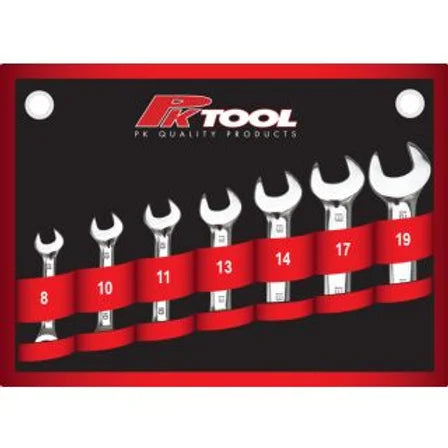 7 Pieces Metric Ultra Short CR-V Ratchet Combination Spanner - PKTool