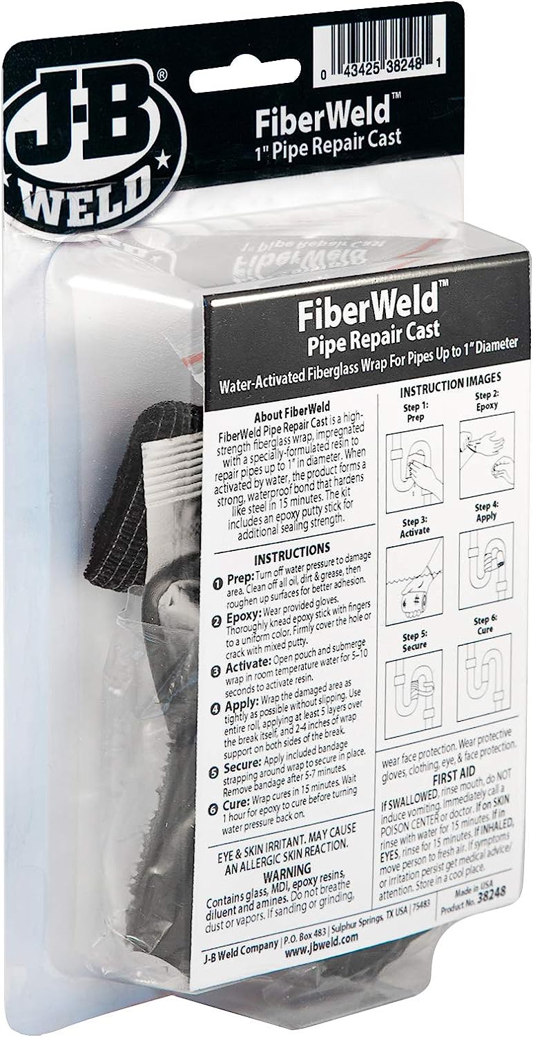 Fiber Weld 1" Pipe Repair Cast Fiberglass Pipe Repair Cast 2.5CM * 121CM - J-B Weld