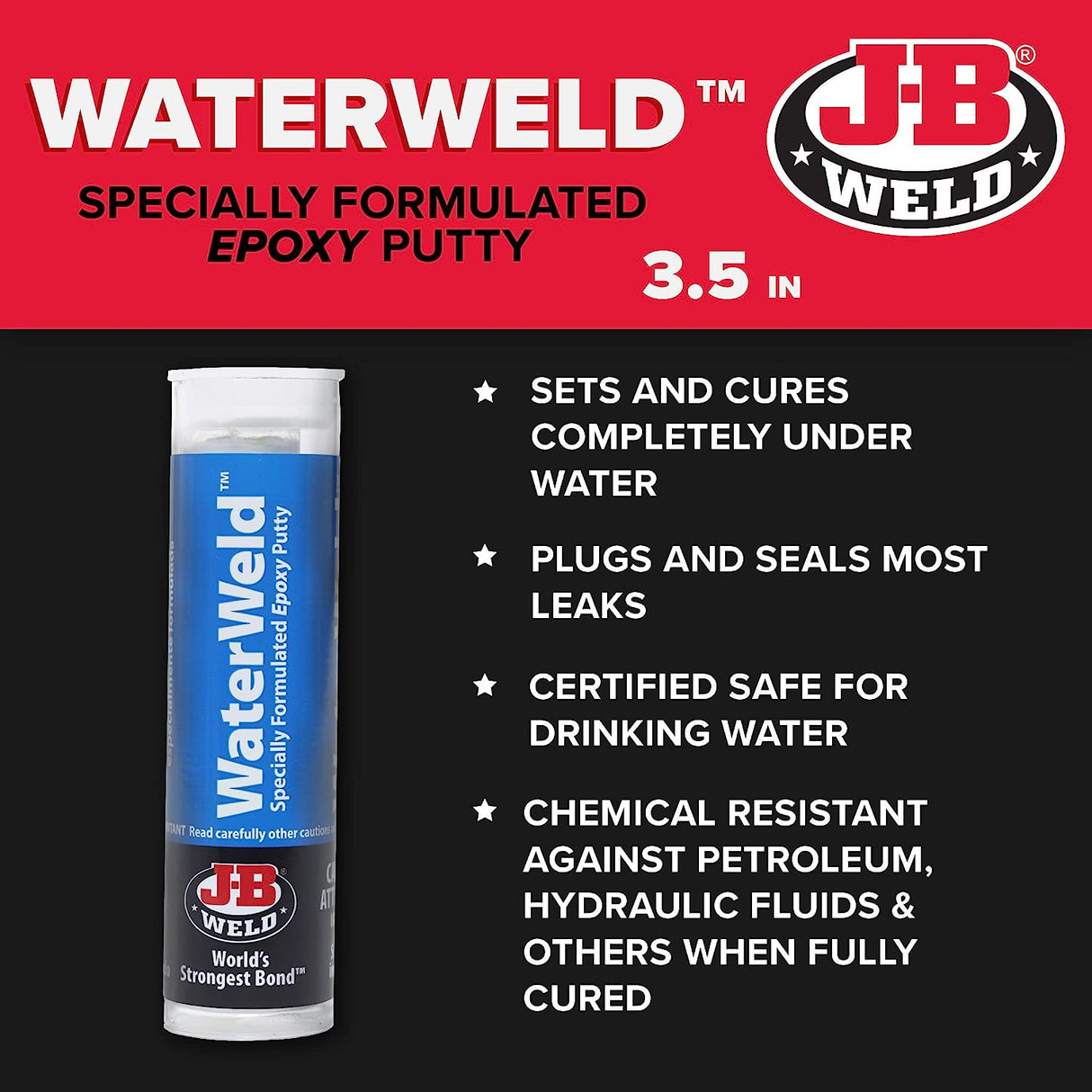 Water Weld Epoxy Putty Stick  57g - J-B Weld | Universal Auto Spares