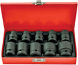 10 Piece 1/2” Drive 6pt Metric CR-V Low Profile Impact Socket Set - PKTool