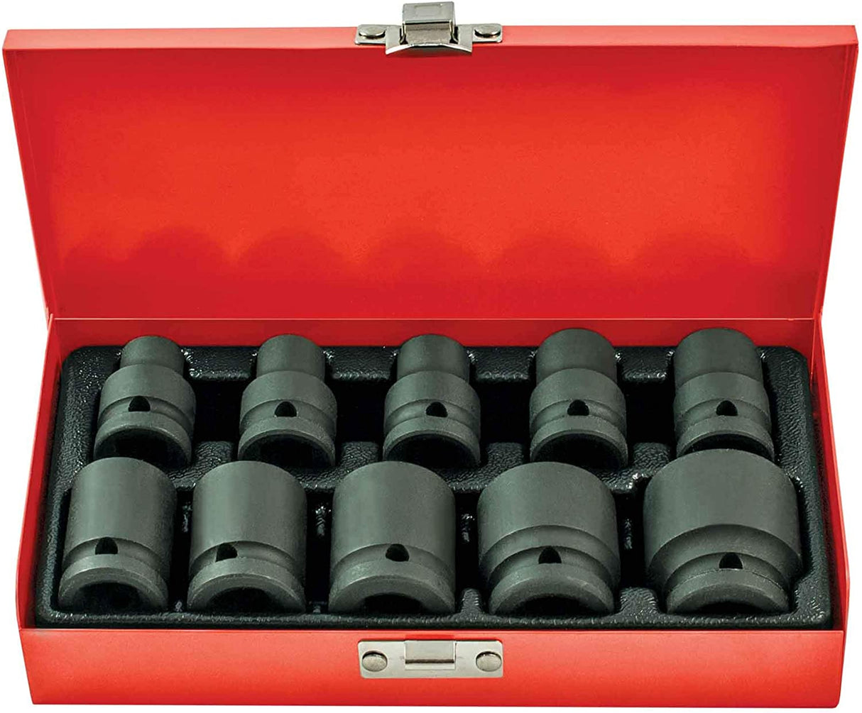 10 Piece 1/2” Drive 6pt Metric CR-V Low Profile Impact Socket Set - PKTool