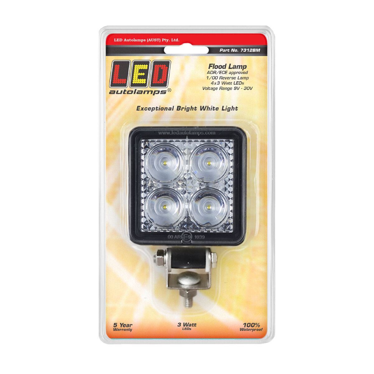 12 Watt Flood Reverse Lamp Work Light - LED Autolamps