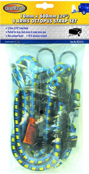 8 Arms Octopus Strap Set, Rust Resistant Steel Hooks - LoadMaster