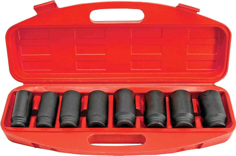 8 Piece 1/2” Dr Metric 12pt Axle Nut Socket Set - PKTools