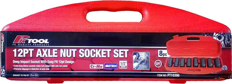 8 Piece 1/2” Dr Metric 12pt Axle Nut Socket Set - PKTools
