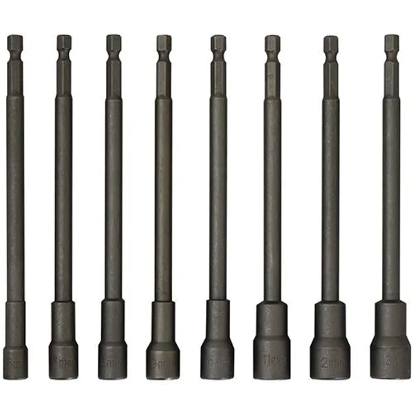 8 Pieces 1/4” DR 150mm Magnetic Socket Nut Driver Set - PKTool
