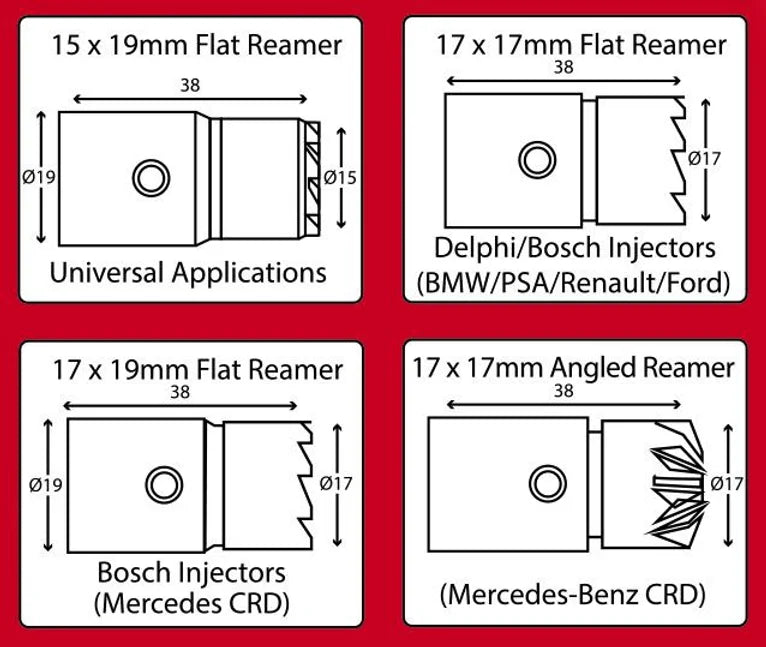8 Pieces Diesel Injector Seat Cutter Set - PKTool