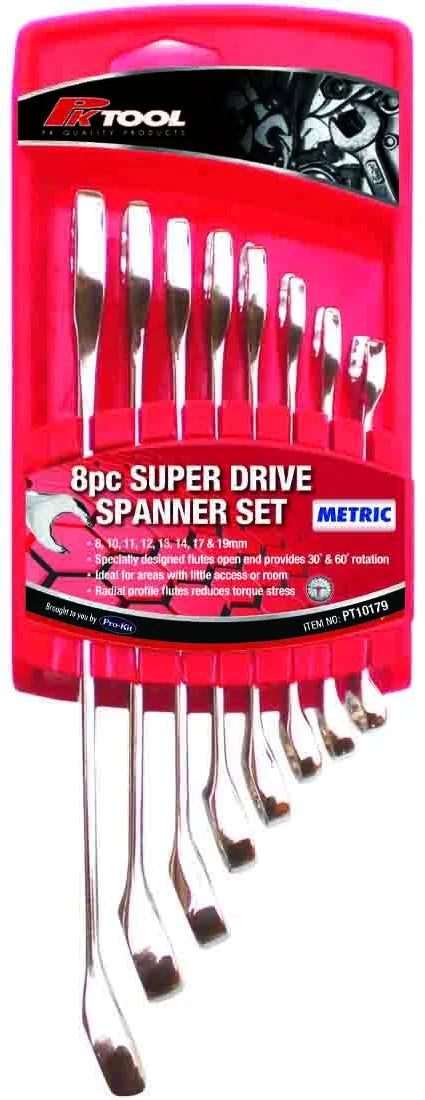 8 Pieces Metric CR-V Super Drive 60° & 30° Angle CR-V Combination Spanner Set | Universal Auto Spares