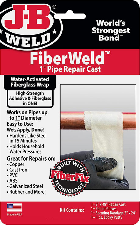 Fiber Weld 1" Pipe Repair Cast Fiberglass Pipe Repair Cast 2.5CM * 121CM - J-B Weld