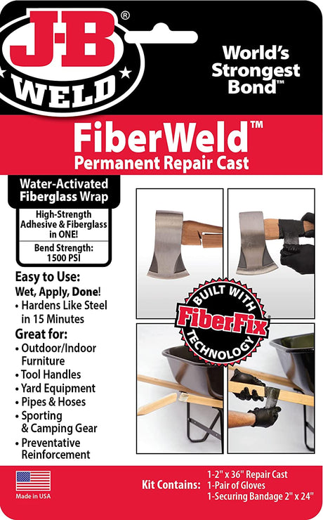 Fiber Weld Permanent Repair Cast 5cm * 91cm Fiberglass Wrap - J-B Weld