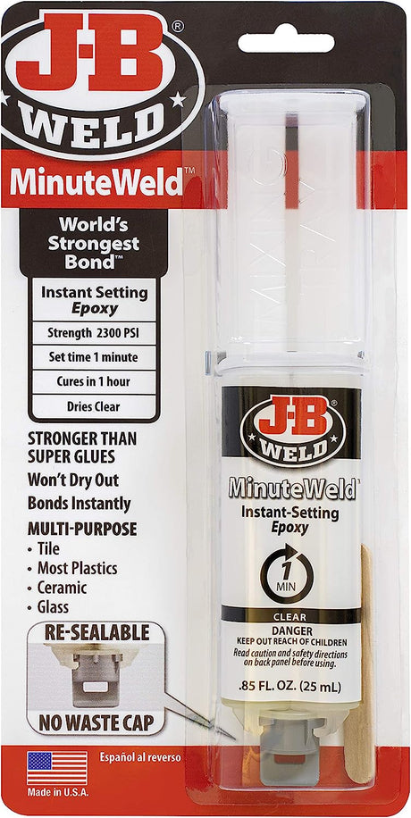 Minute Weld Epoxy Syringe 25ml Strong, Lasting Repairs 25ml - J-B Weld