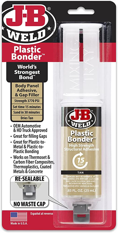 Plastic Bonder Epoxy Syringe 25ml Strong, Lasting Repairs - J-B Weld