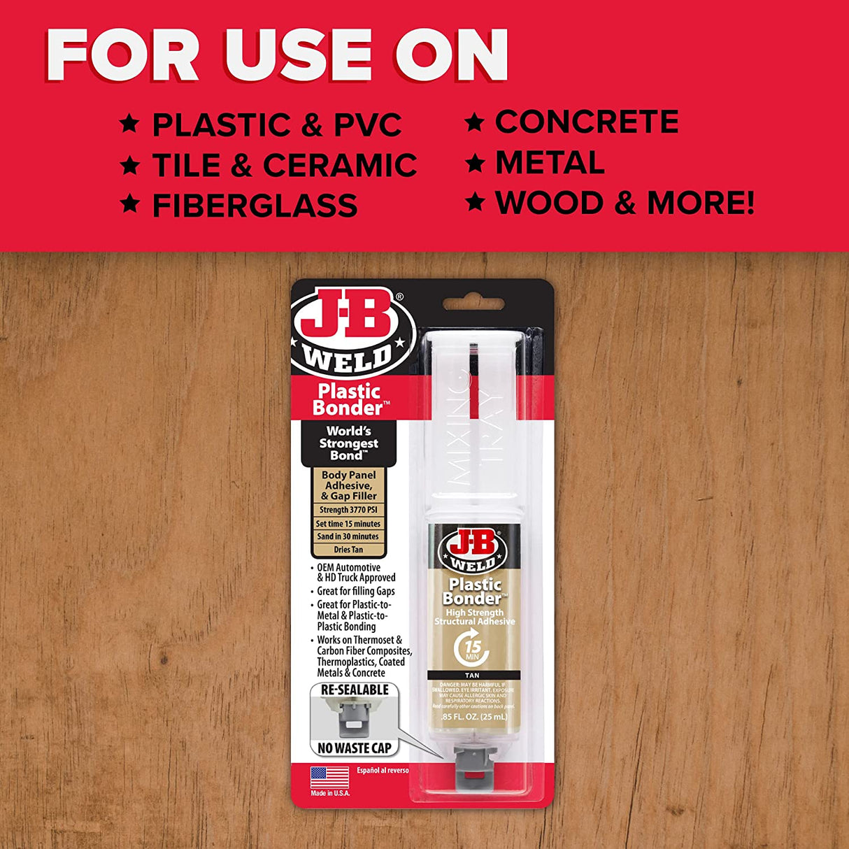 Plastic Bonder Epoxy Syringe 25ml Strong, Lasting Repairs - J-B Weld