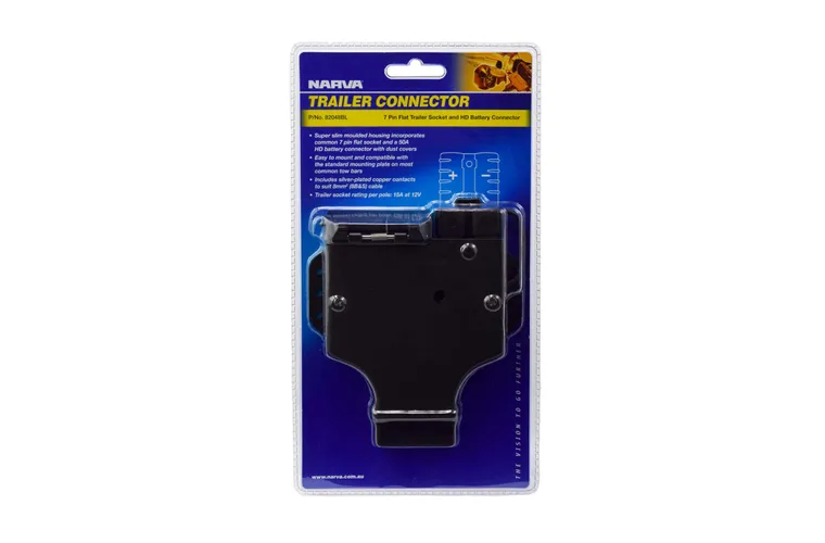7 Pin Flat Trailer Socket With Heavy Duty Connector - Narva