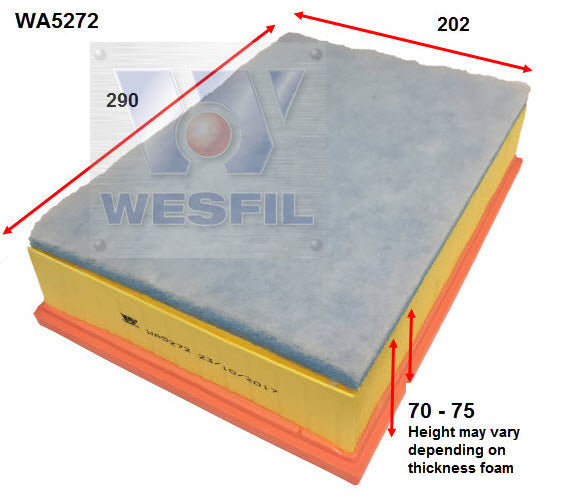 Air Filter A1773 Fits Renault WA5272 - Wesfil