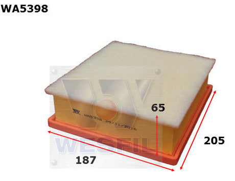 Air Filter A1926 Fits Fiat/Jeep WA5398 - Wesfil