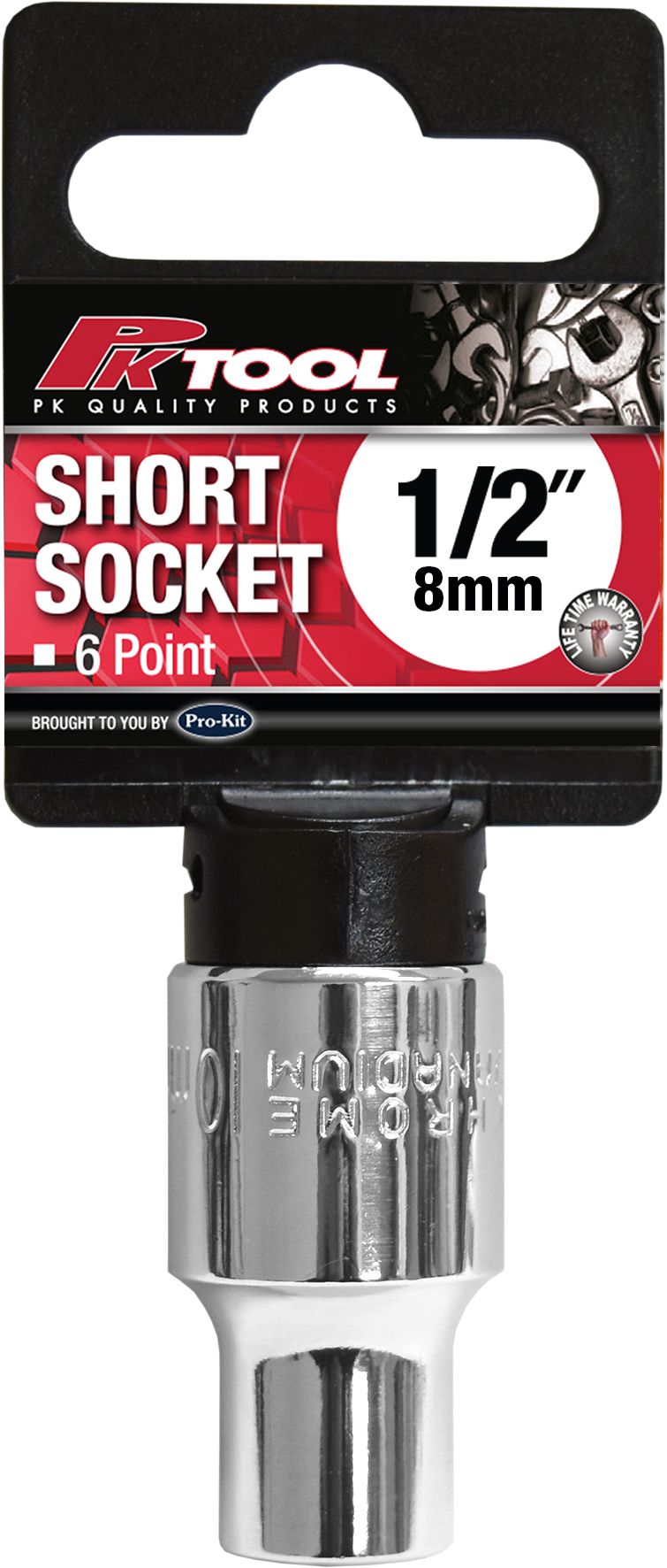 8mm 6PT 1/2” Dr Metric Regular Cr-V Socket - PKTool