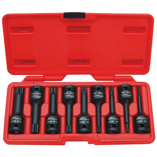 9 Piece 1/2” DR 78mm Impact Spline Bits Socket Set - PKTool