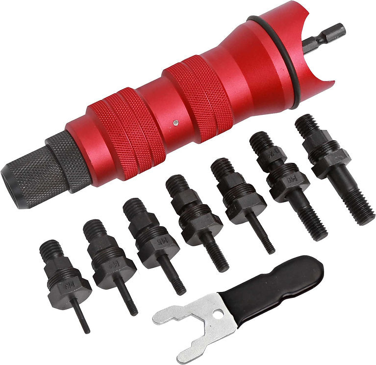 9 Piece Blind Rivet Nutsert Adaptor Kit Heavy-Duty Japanese Bearings - PKTool