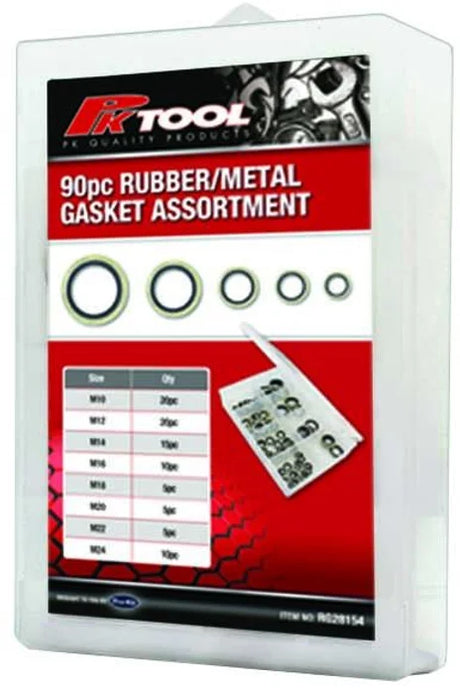 90 Piece Dowty Hydraulic Seals Rubber/ Metal Gaskets Assortment - PKTool