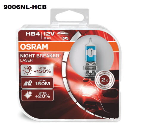 Hal. HB4 12V 51W P22D Nightbreaker Laser 1 = 2 Globes 9006NL-HCB - OSRAM | Universal Auto Spares