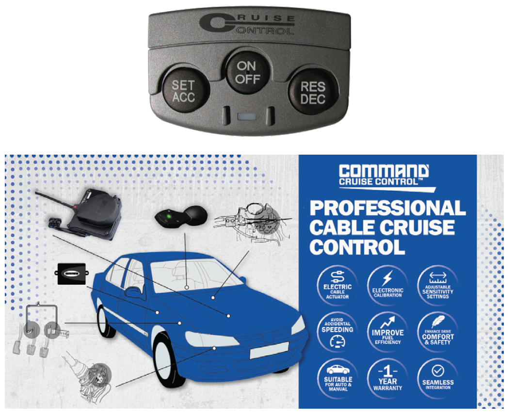 CABLE CRUISE CONTROL KIT INCL. PAD SWITCH - Command Cruise Control