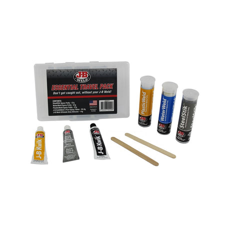Essential Travel Pack 3 x Putty Sticks, Wkickweld and Black Silicone - J-B Weld | Universal Auto Spares