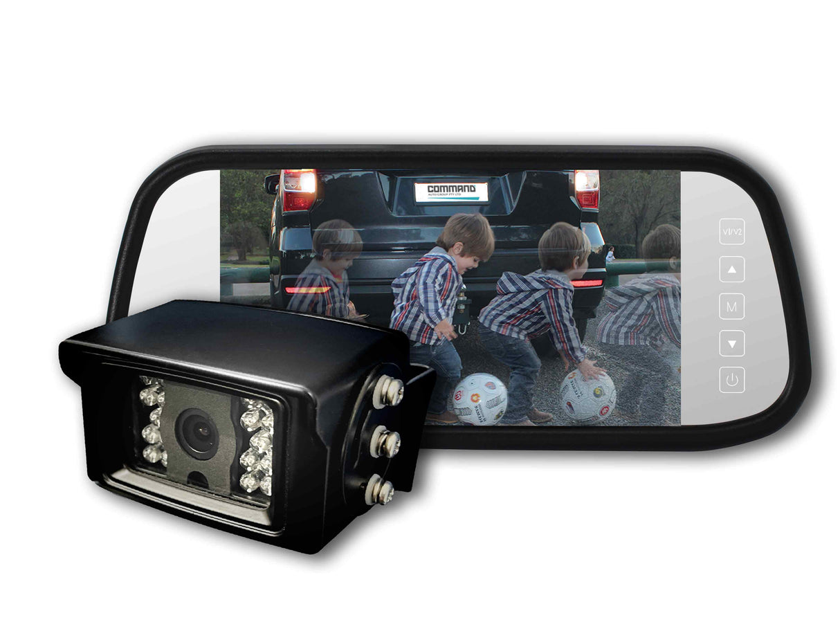 HIGH DEFINITION 7" OE REPLACEMENT MIRROR MONITOR - WITH 120º HEAVY DUTY BOX CAMERA - Command Parking Systems