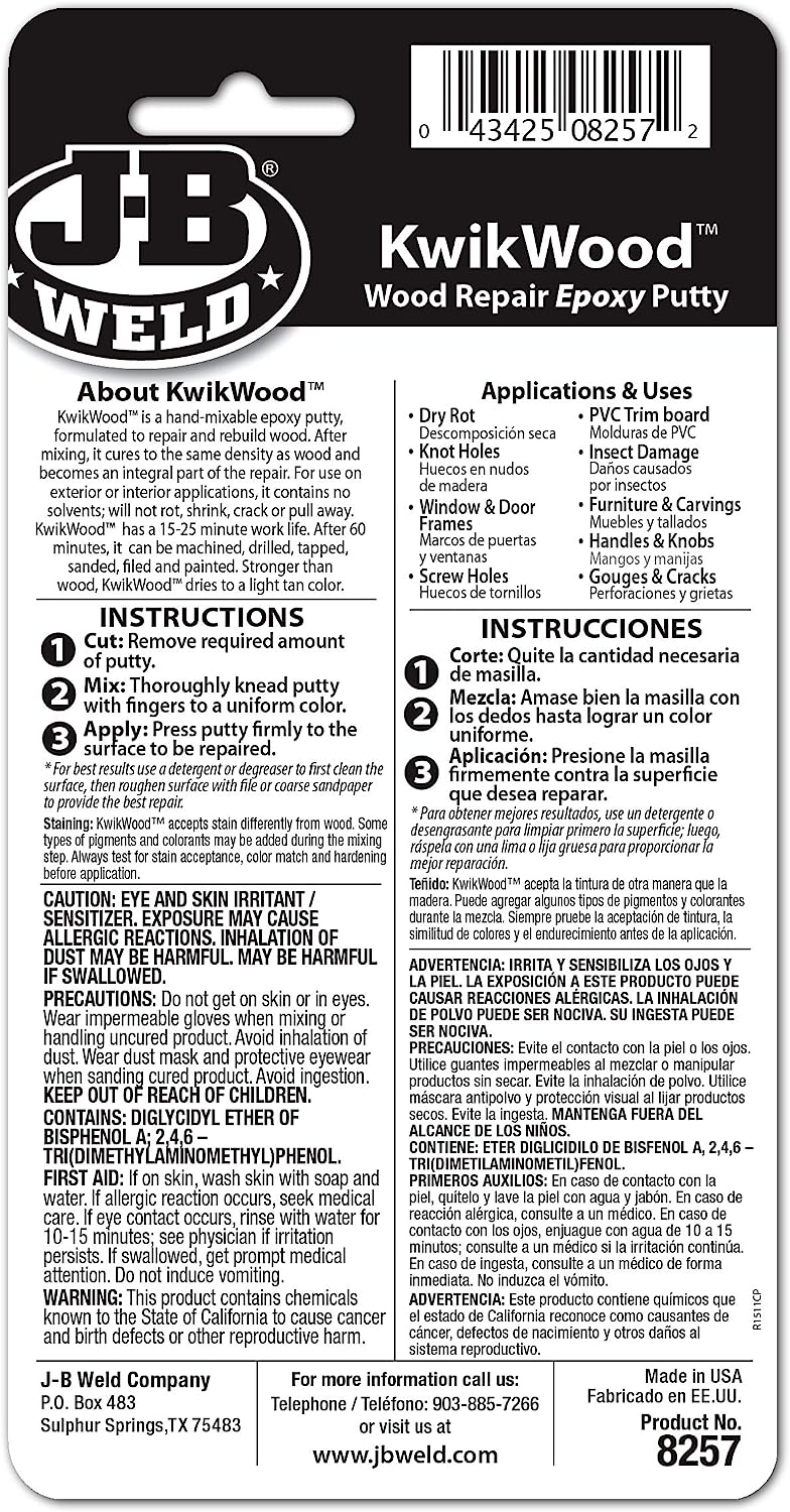 Kwik Wood Repair Epoxy Putty 28g - J-B Weld