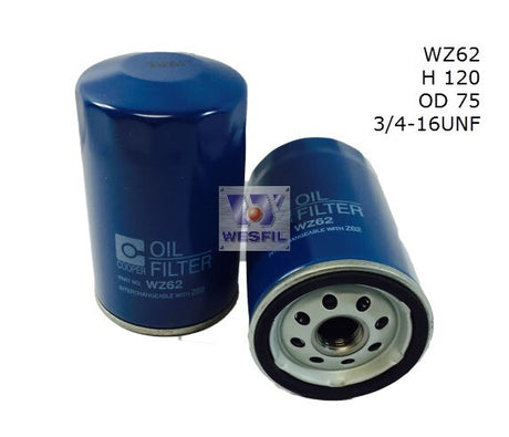 Oil Filter Z62 Fits Ford WZ62 - Wesfil