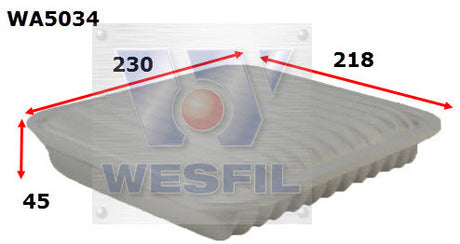 Air Filter A1584 Fits Mitsubishi WA5034 - Wesfil